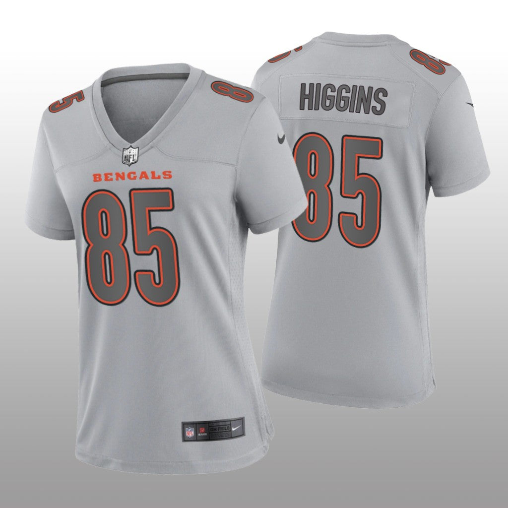 Cincinnati Bengals Tee Higgins Gray Jersey Atmosphere Fashion Game Women's
