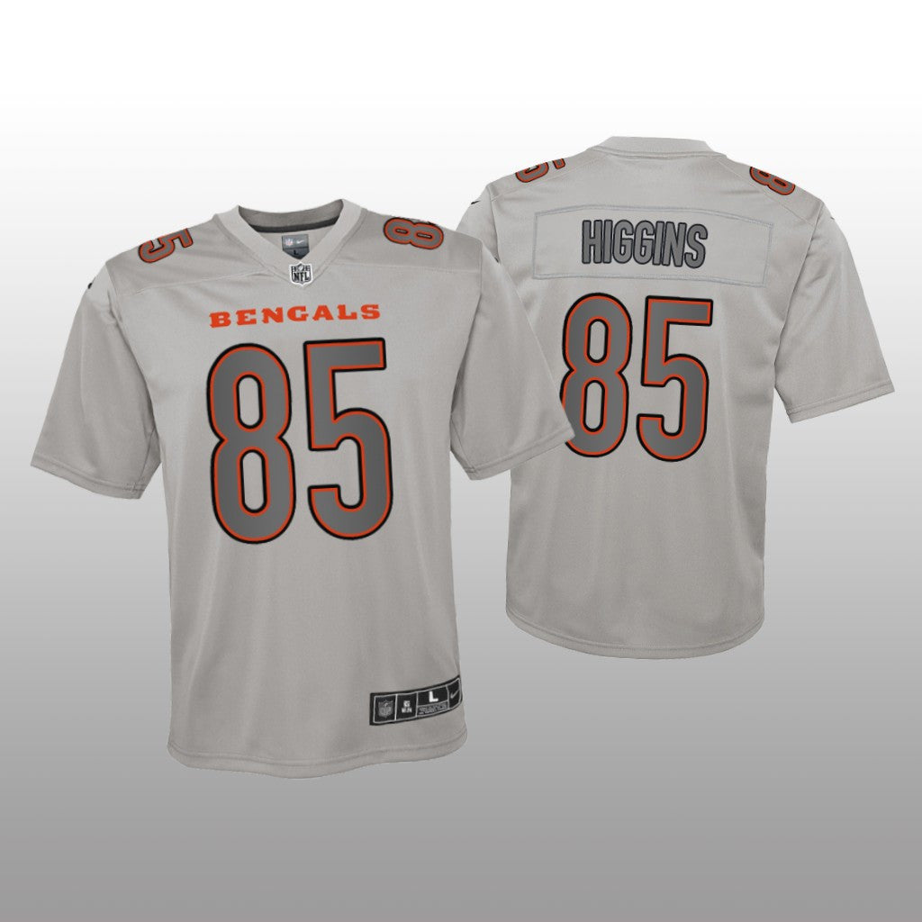 Cincinnati Bengals Tee Higgins Gray Jersey Atmosphere Fashion Game Youth