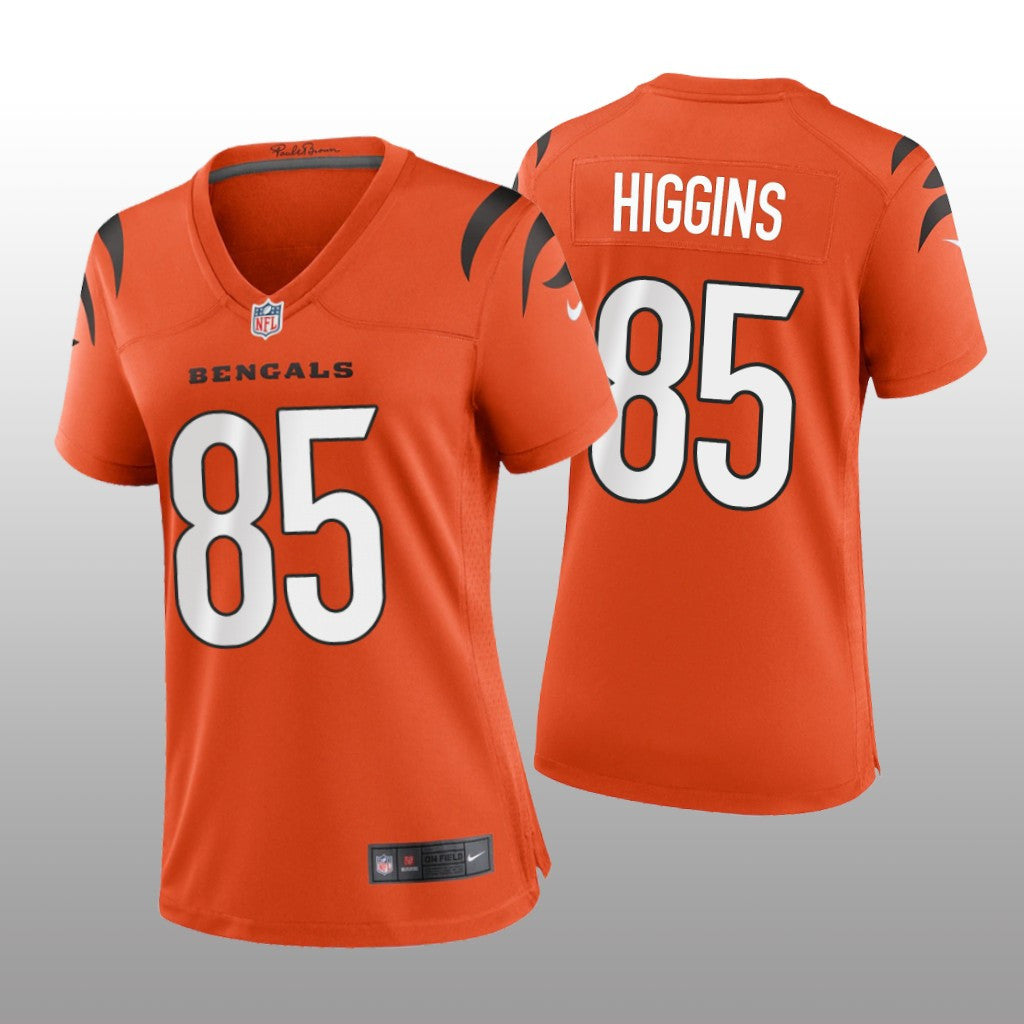 Cincinnati Bengals Tee Higgins Orange Jersey Game Women's