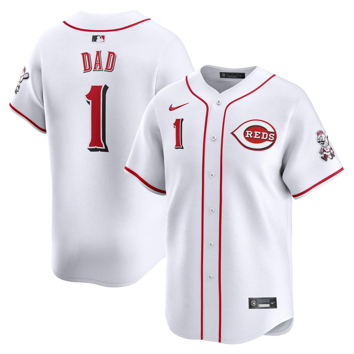 Cincinnati Reds Nike #1 Dad Home Limited Jersey White