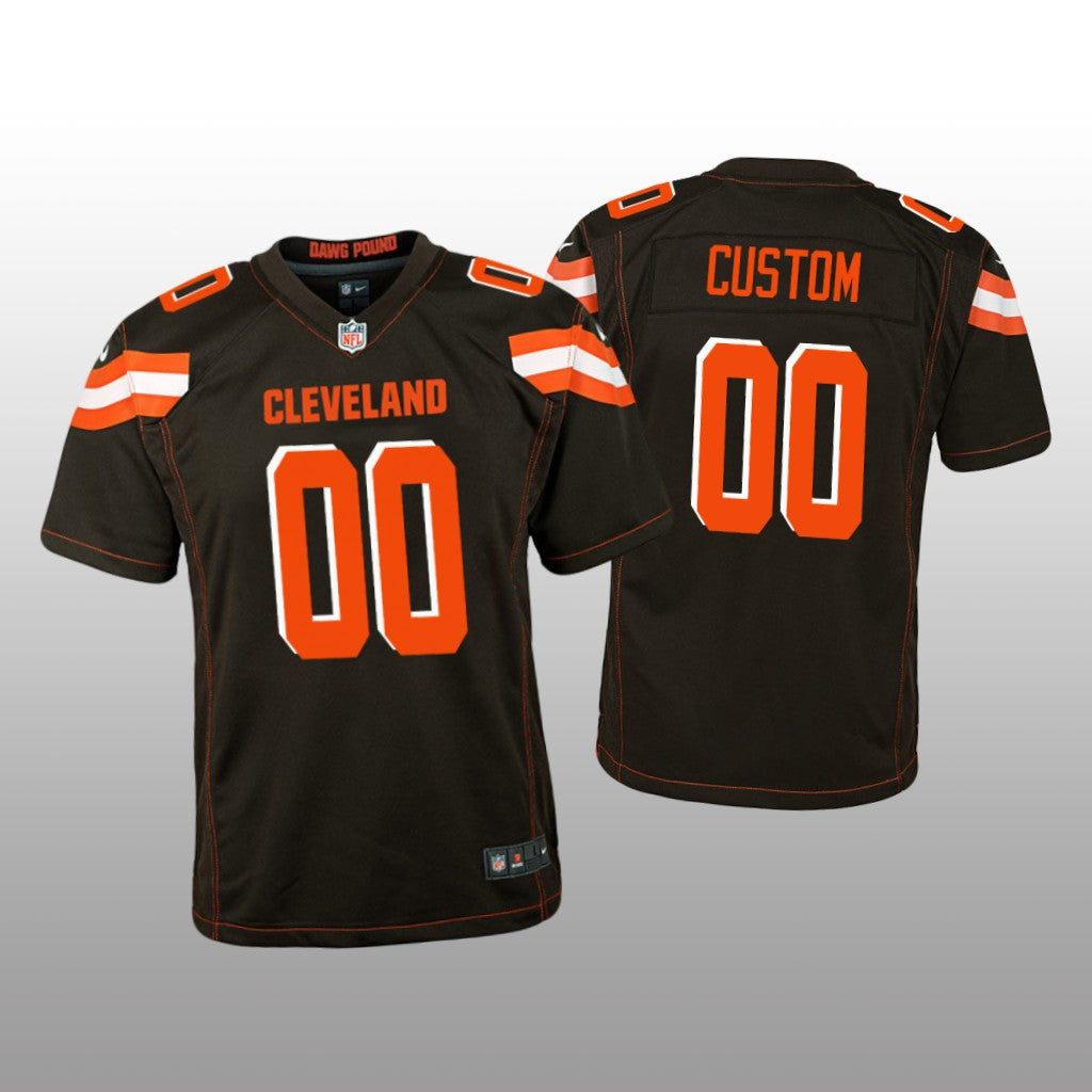 Cleveland Browns #00 Brown Custom Game Jersey Youth