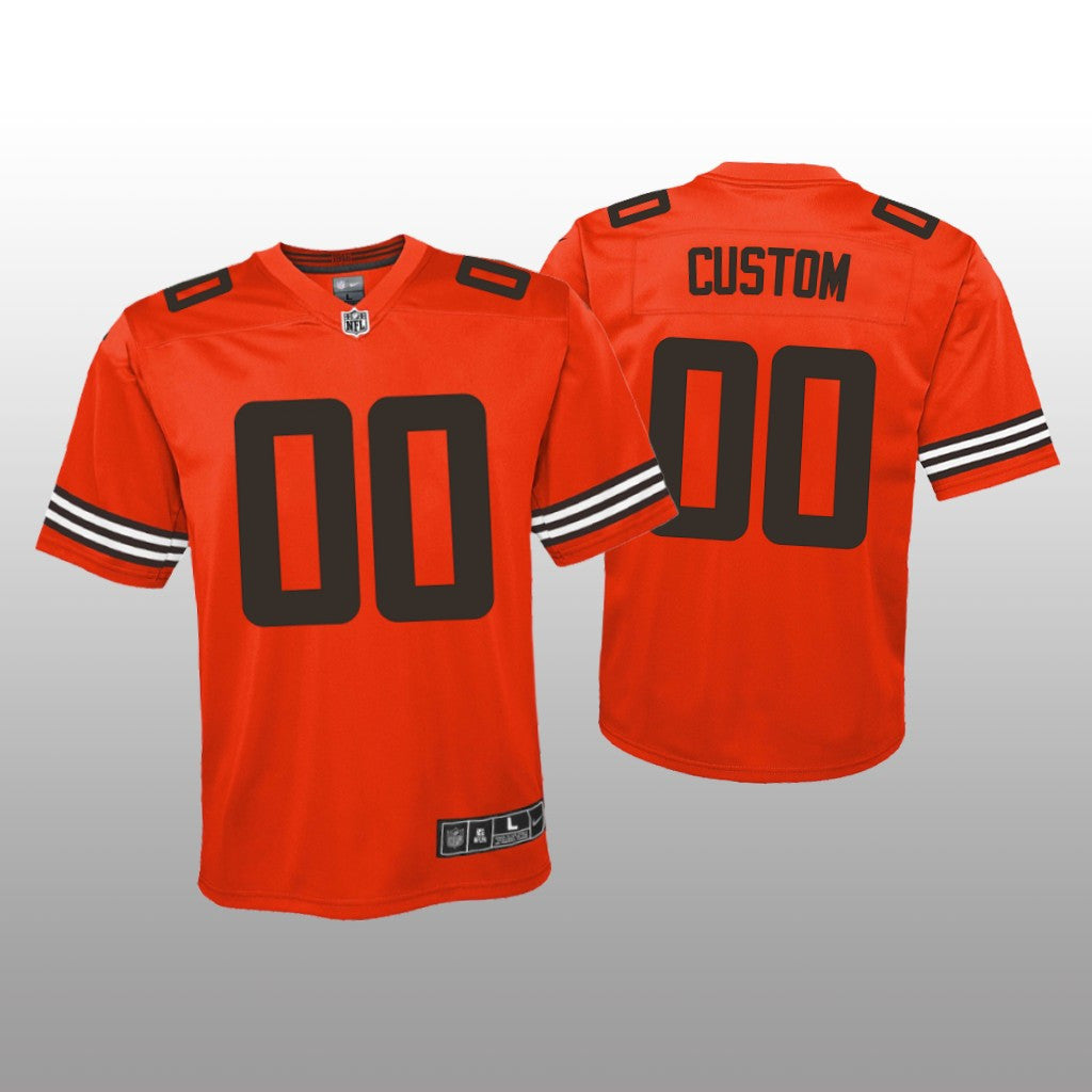 Cleveland Browns Custom Orange Jersey Inverted Game Youth