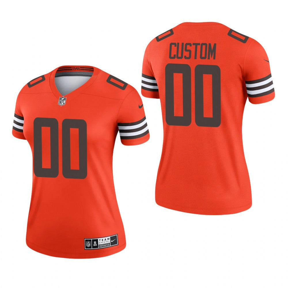 Cleveland Browns Custom Orange Jersey Inverted Legend Women's