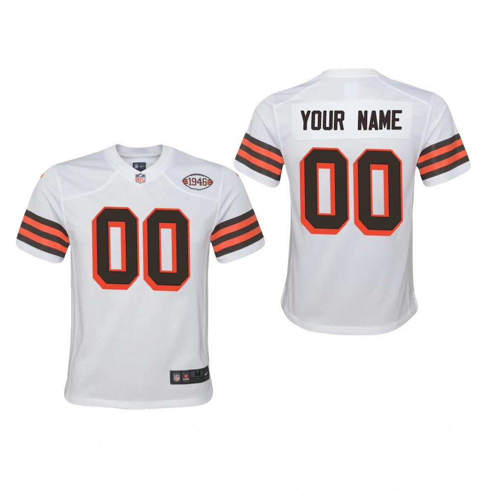 Cleveland Browns Custom White Jersey 1946 Collection Youth