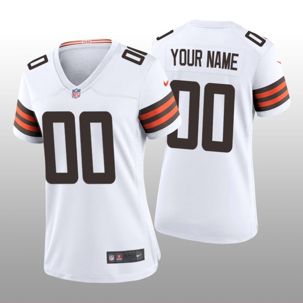 Cleveland Browns Custom White Jersey Game Women's