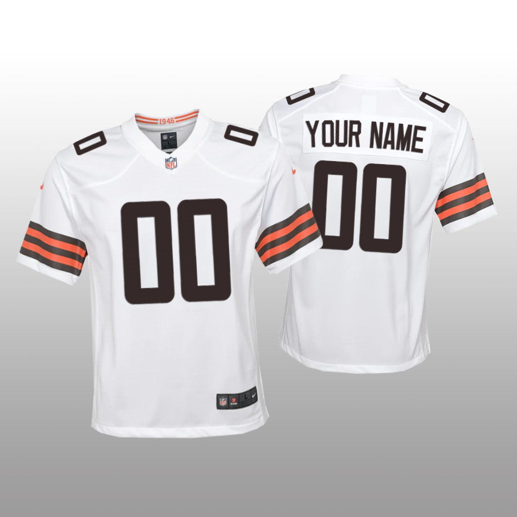 Cleveland Browns Custom White Jersey Game Youth