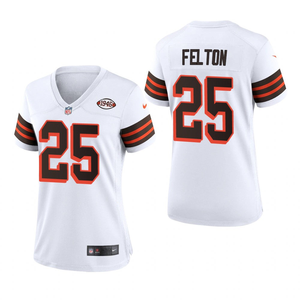 Cleveland Browns Demetric Felton White Jersey 1946 Collection Women's