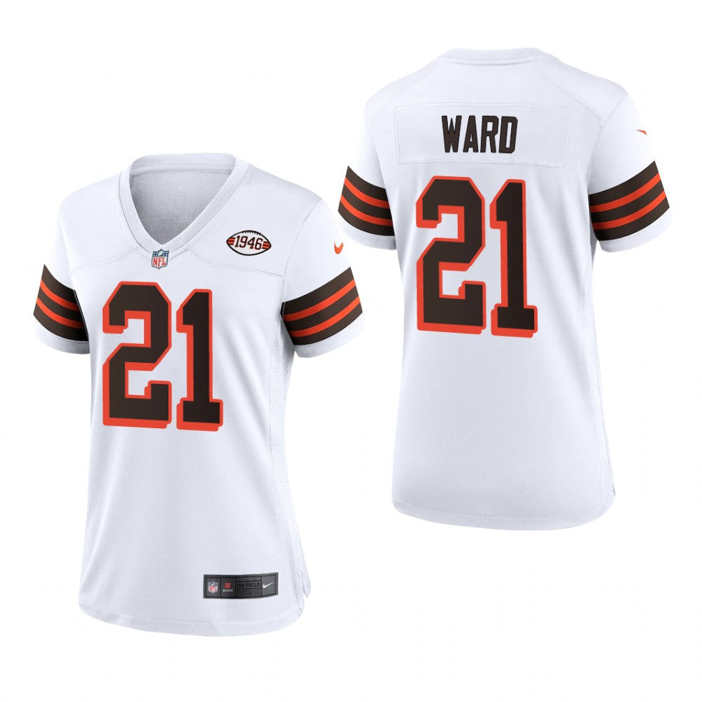 Cleveland Browns Denzel Ward White Jersey 1946 Collection Women's