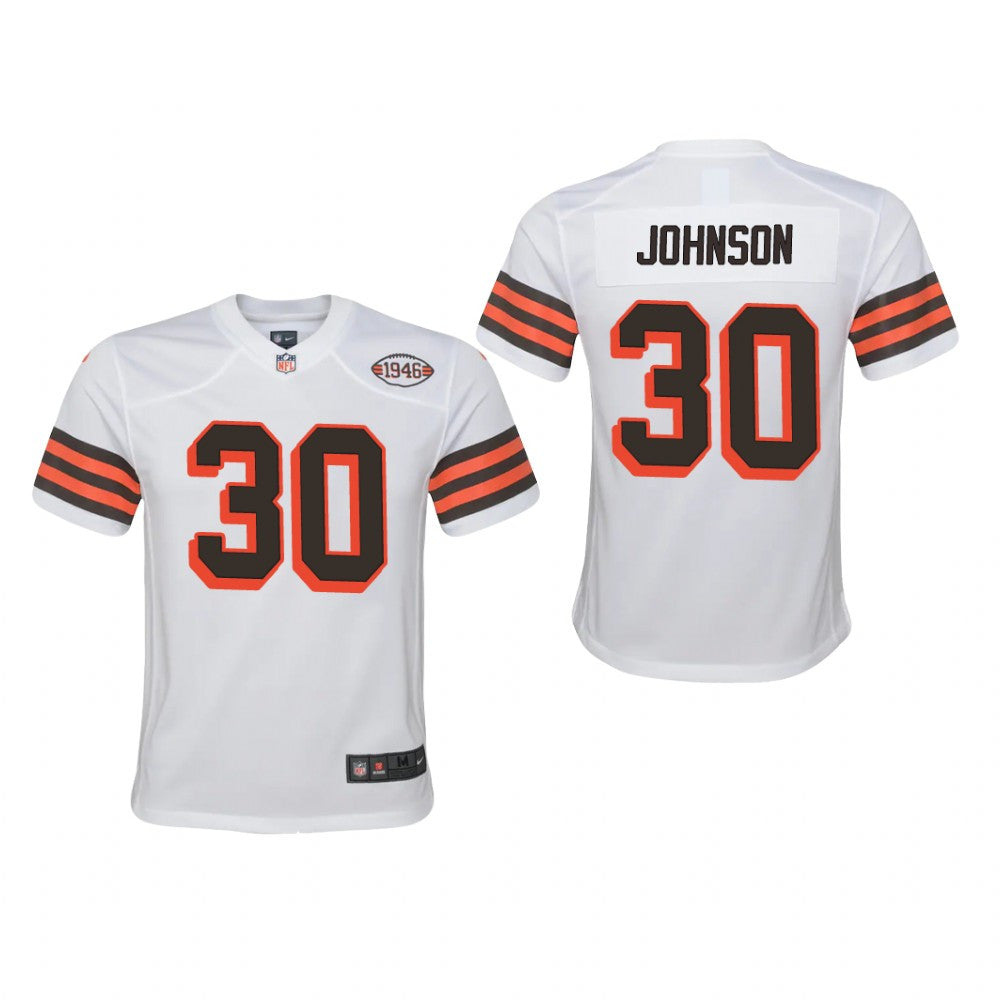 Cleveland Browns D&'Ernest Johnson White Jersey 1946 Collection Youth