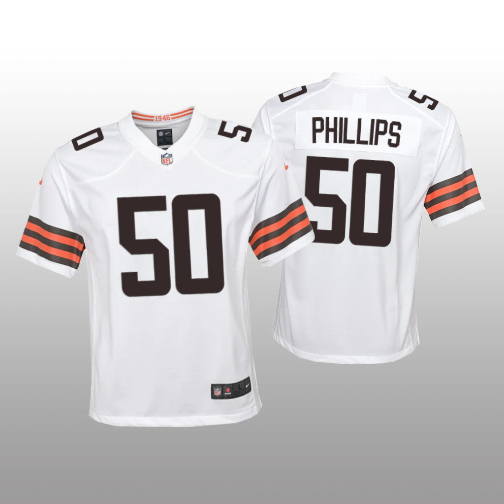 Cleveland Browns Jacob Phillips White Jersey Game Youth