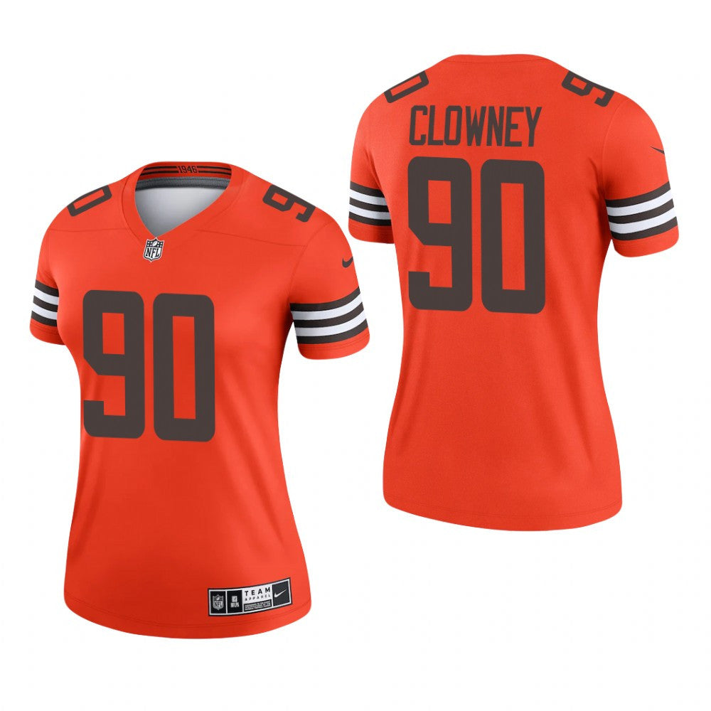Cleveland Browns Jadeveon Clowney Orange Jersey Inverted Legend Women's