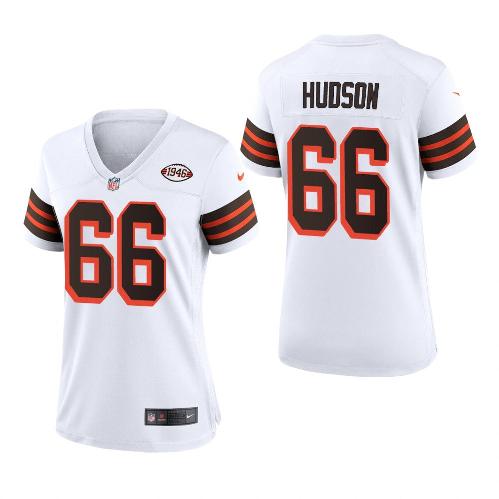 Cleveland Browns James Hudson White Jersey 1946 Collection Women's
