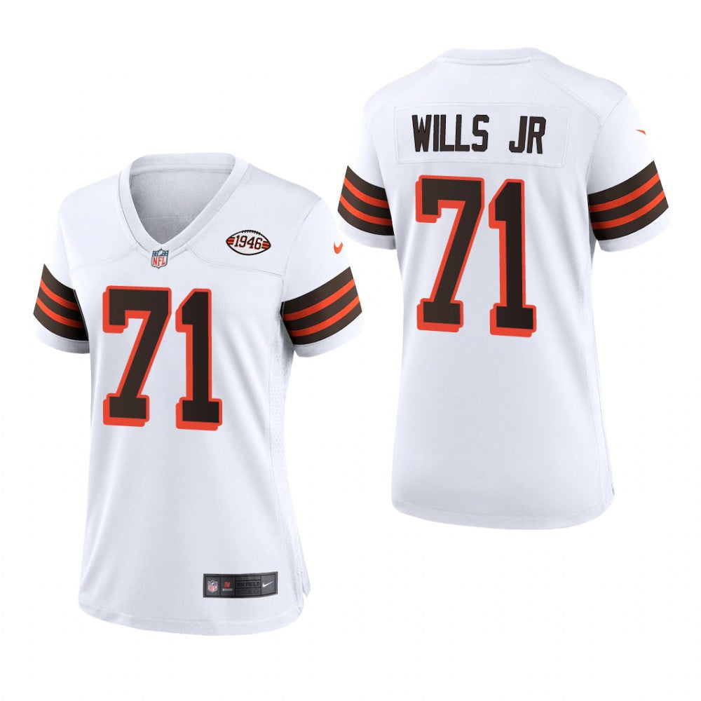 Cleveland Browns Jedrick Wills White Jersey 1946 Collection Women's