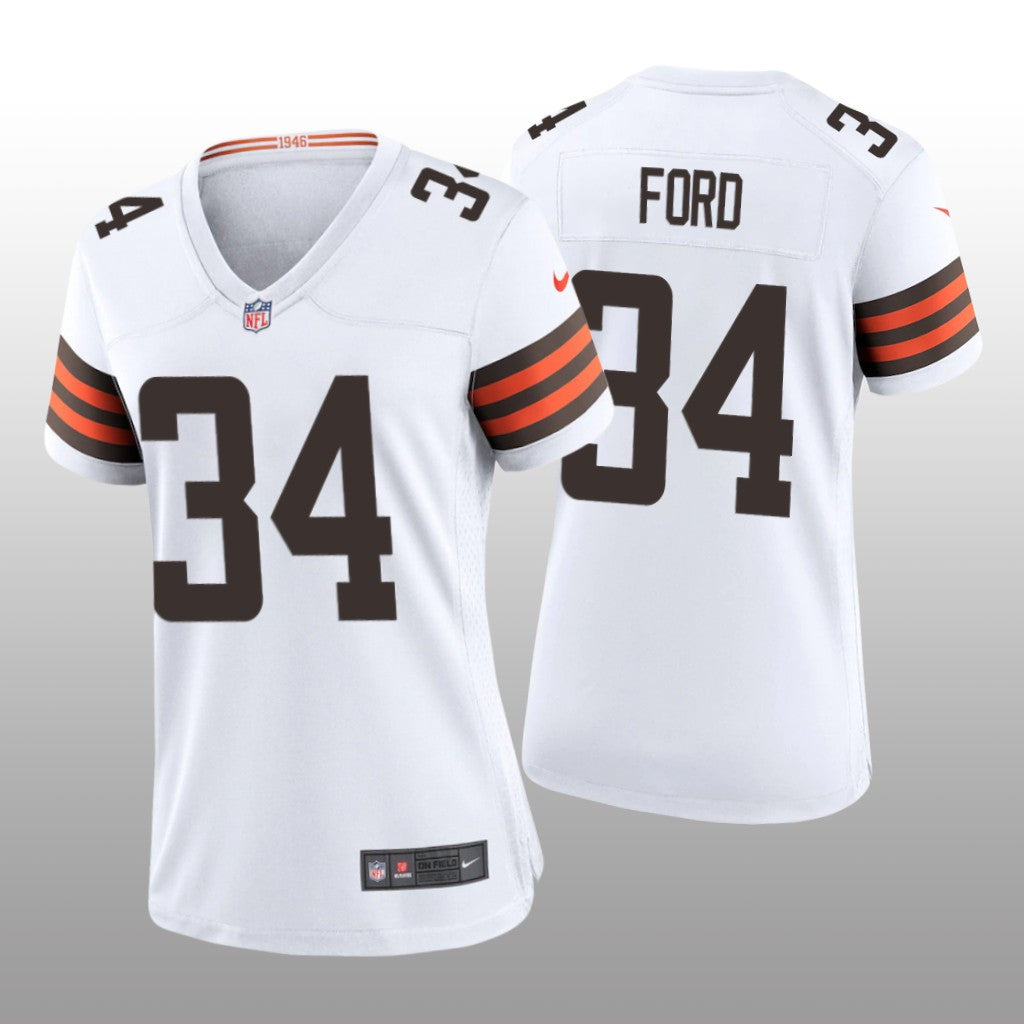 Cleveland Browns Jerome Ford White Jersey Game Women's