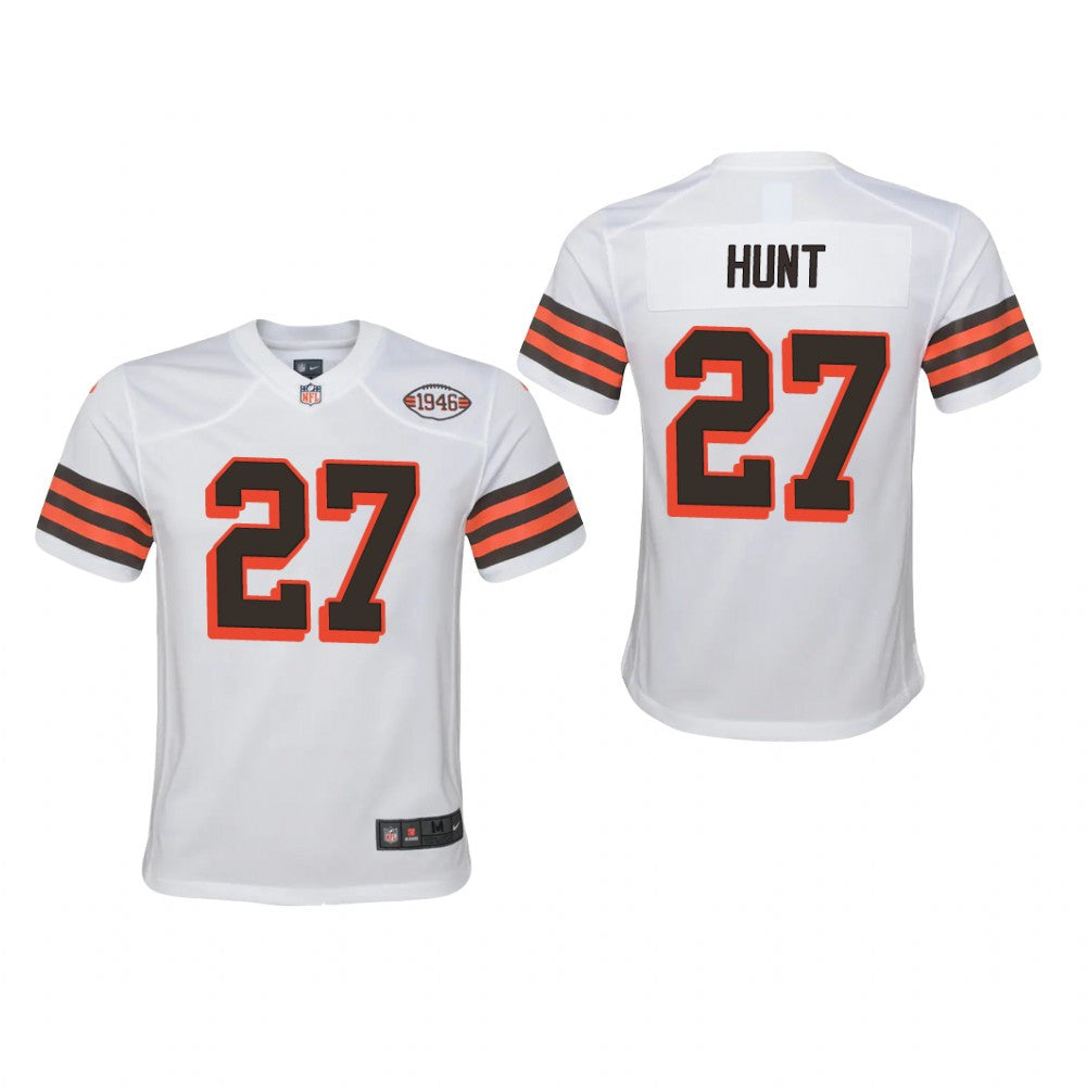 Cleveland Browns Kareem Hunt White Jersey 1946 Collection Youth