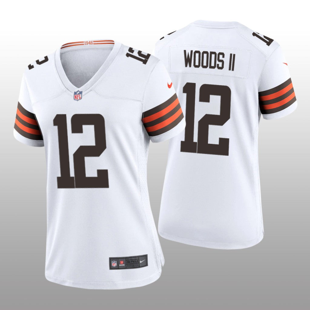 Cleveland Browns Michael Woods II White Jersey Game Women's