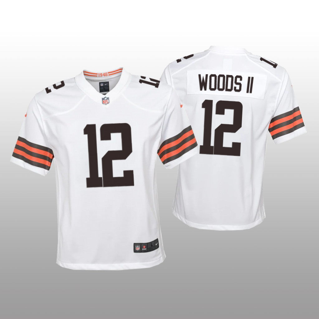 Cleveland Browns Michael Woods II White Jersey Game Youth
