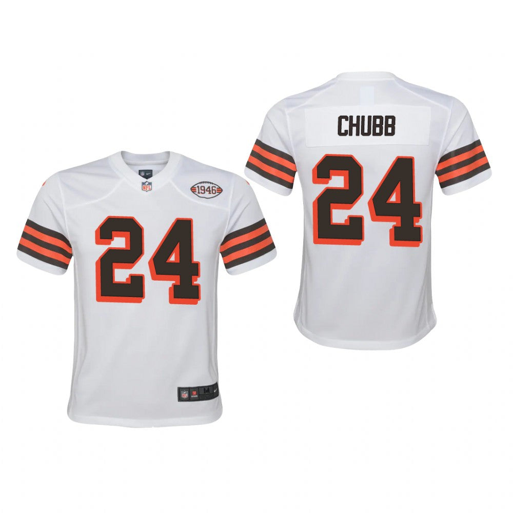Cleveland Browns Nick Chubb White Jersey 1946 Collection Youth