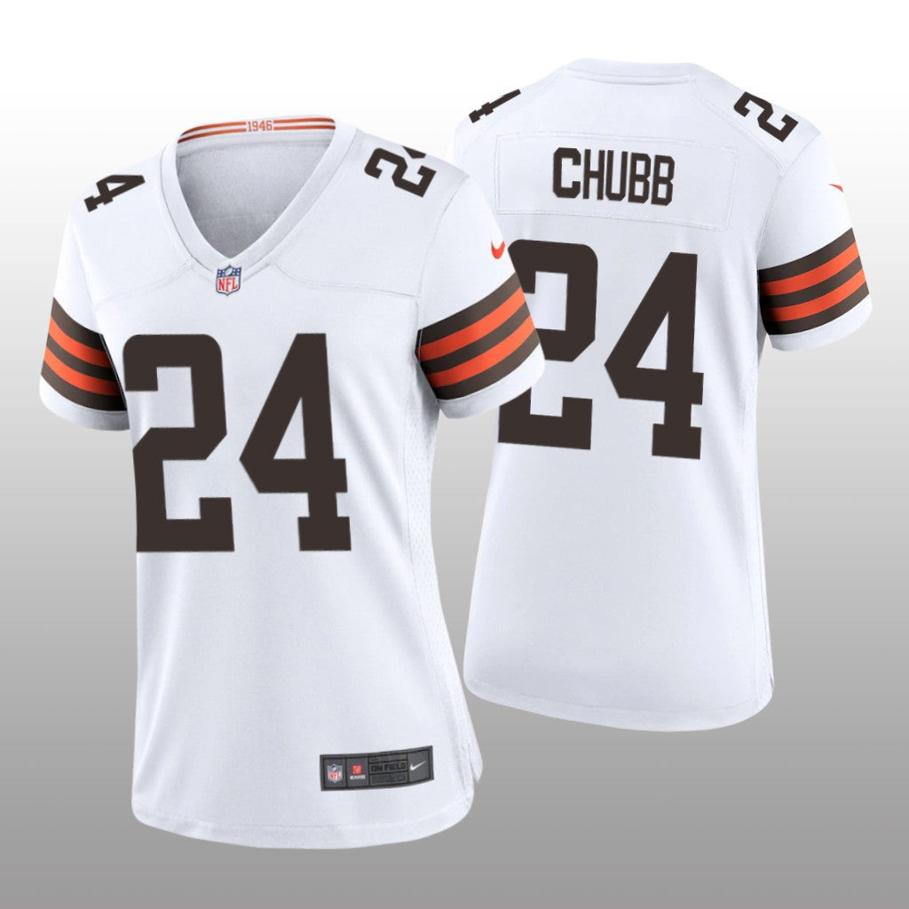 Cleveland Browns Nick Chubb White Jersey Game Women's