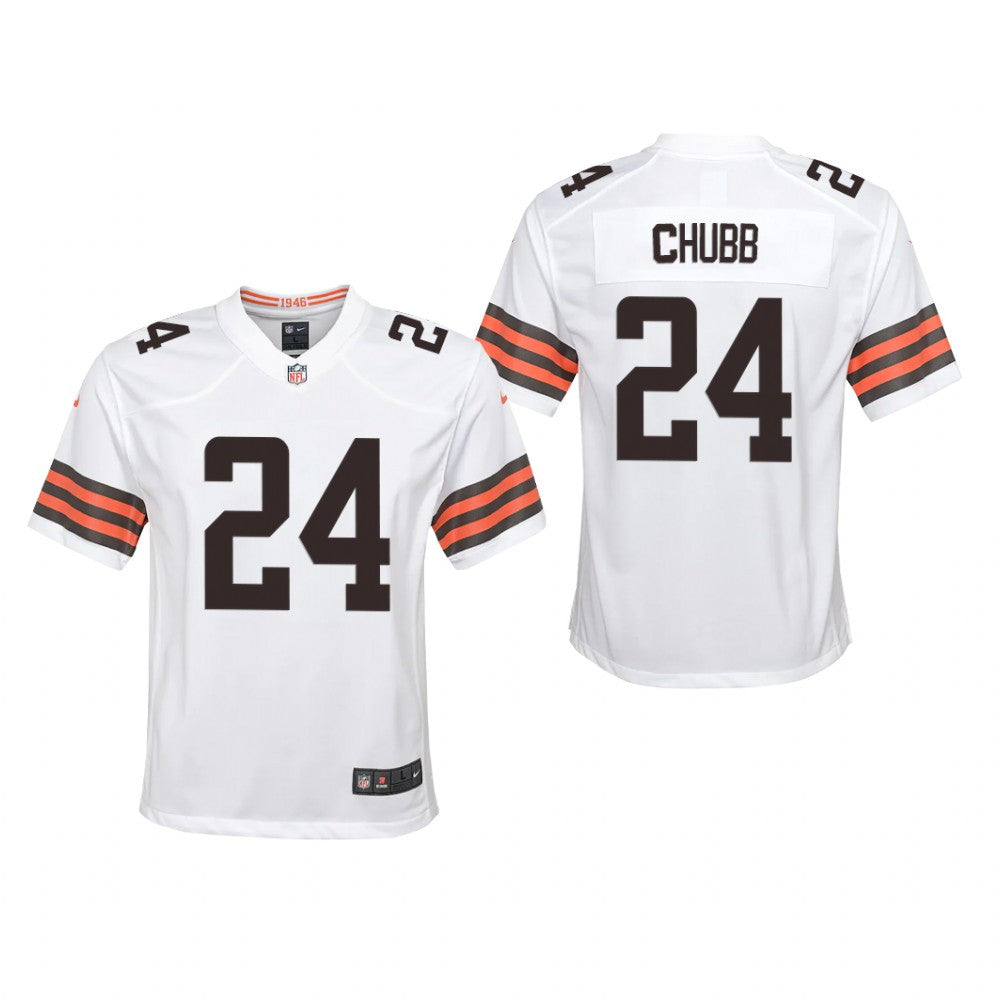 Cleveland Browns Nick Chubb White Jersey Game Youth
