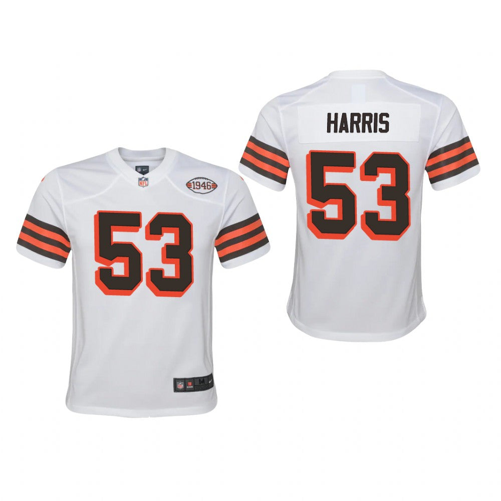 Cleveland Browns Nick Harris White Jersey 1946 Collection Youth