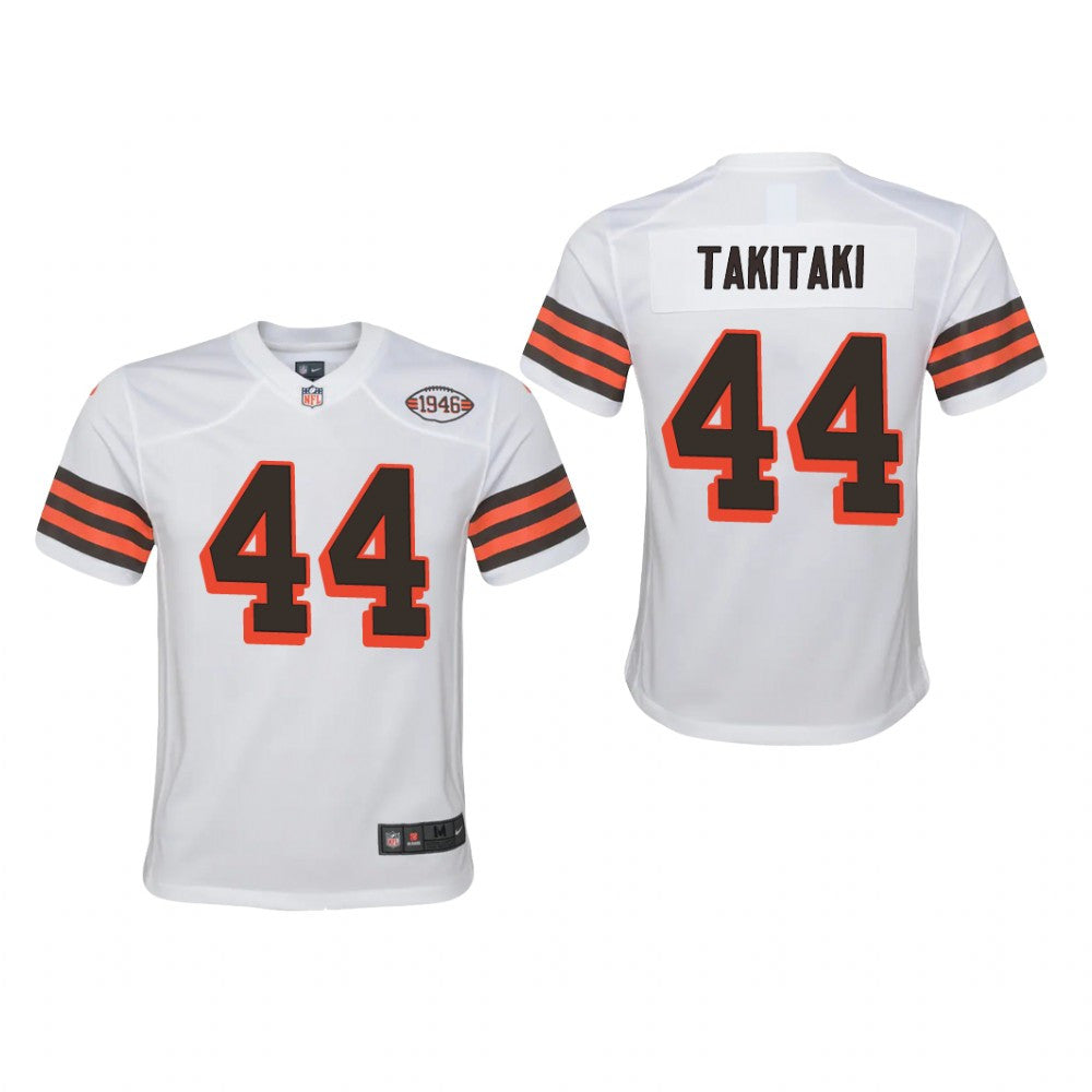 Cleveland Browns Sione Takitaki White Jersey 1946 Collection Youth