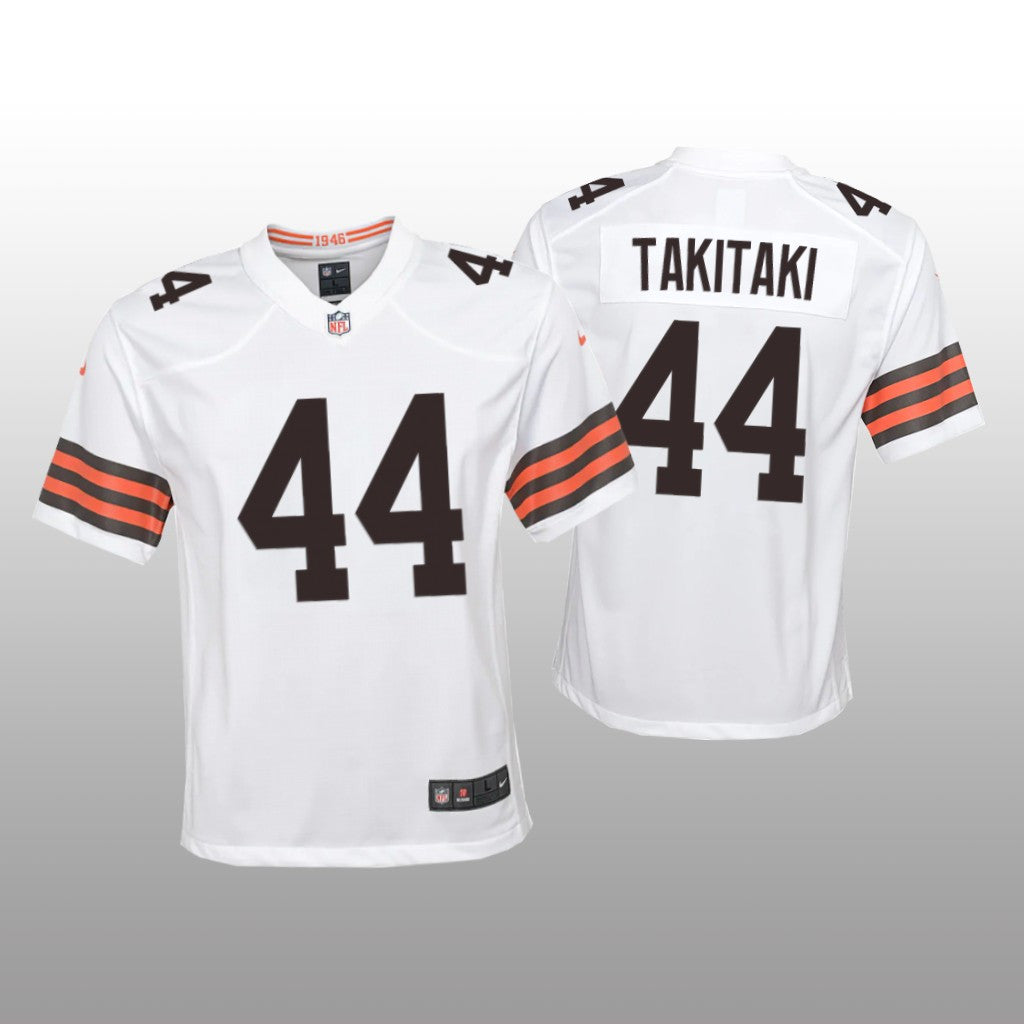 Cleveland Browns Sione Takitaki White Jersey Game Youth