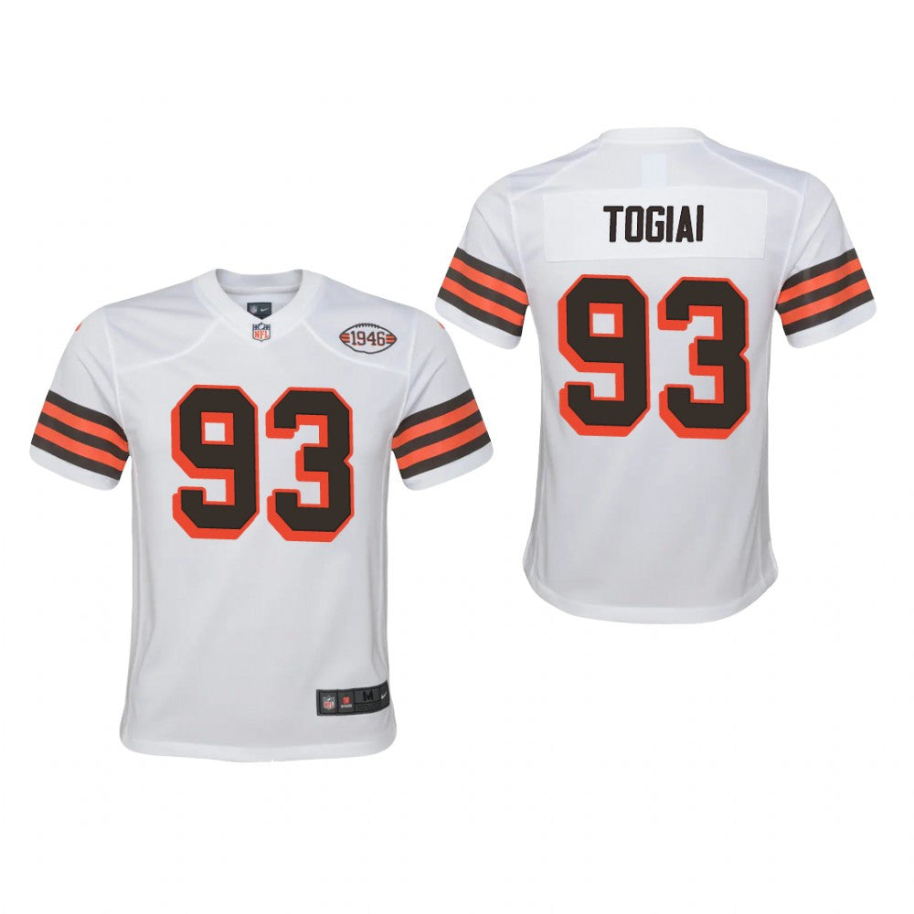Cleveland Browns Tommy Togiai White Jersey 1946 Collection Youth