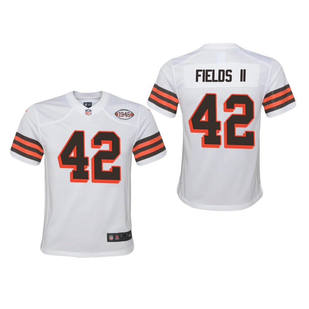 Cleveland Browns Tony Fields II White Jersey 1946 Collection Youth