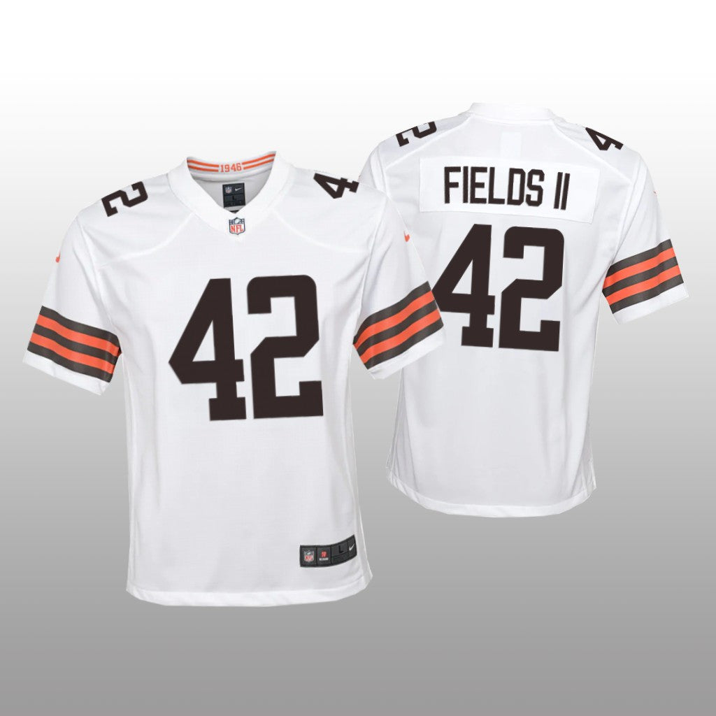 Cleveland Browns Tony Fields II White Jersey Game Youth