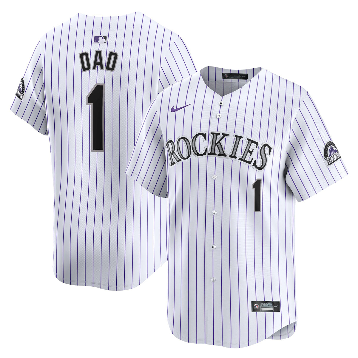 Colorado Rockies Nike #1 Dad Home Limited Jersey White