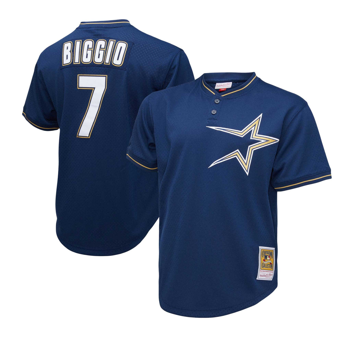 Craig Biggio Houston Astros Mitchell Ness 1991 Cooperstown Collection Mesh Pullover Jersey Navy