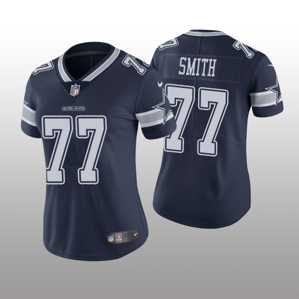 Dallas Cowboys #77 Navy Tyron Smith Game Jersey Women