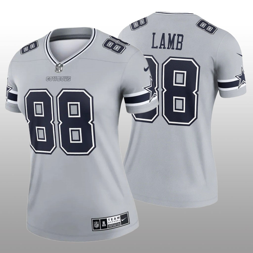 Dallas Cowboys CeeDee Lamb Gray Jersey Inverted Legend Women's