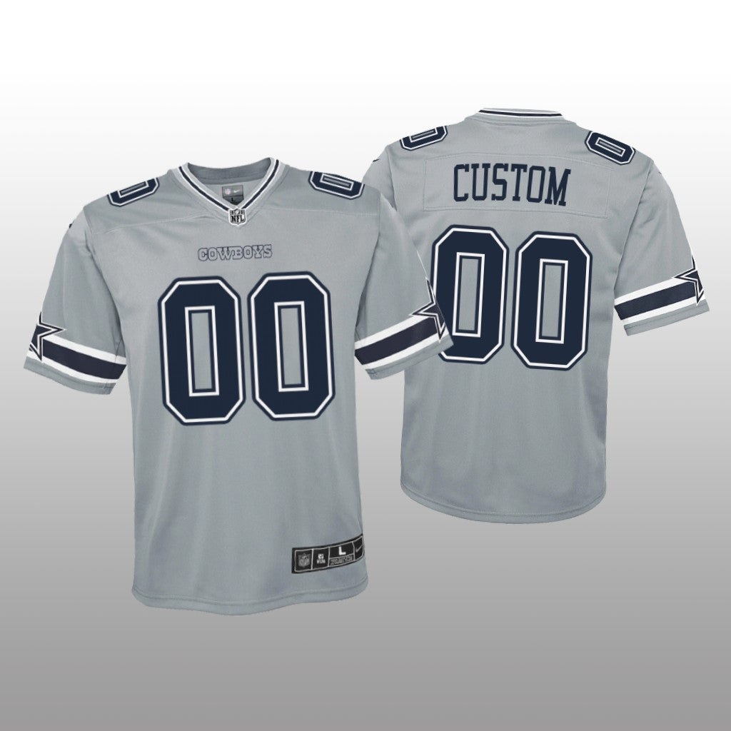 Dallas Cowboys Custom Silver Jersey Inverted Game Youth