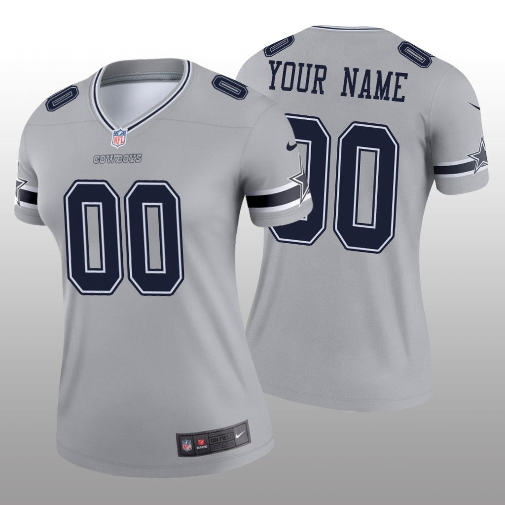 Dallas Cowboys Custom Silver Jersey Inverted Legend Women's