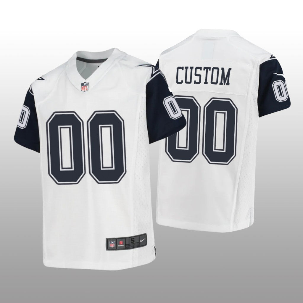 Dallas Cowboys Custom White Jersey Alternate Game Youth