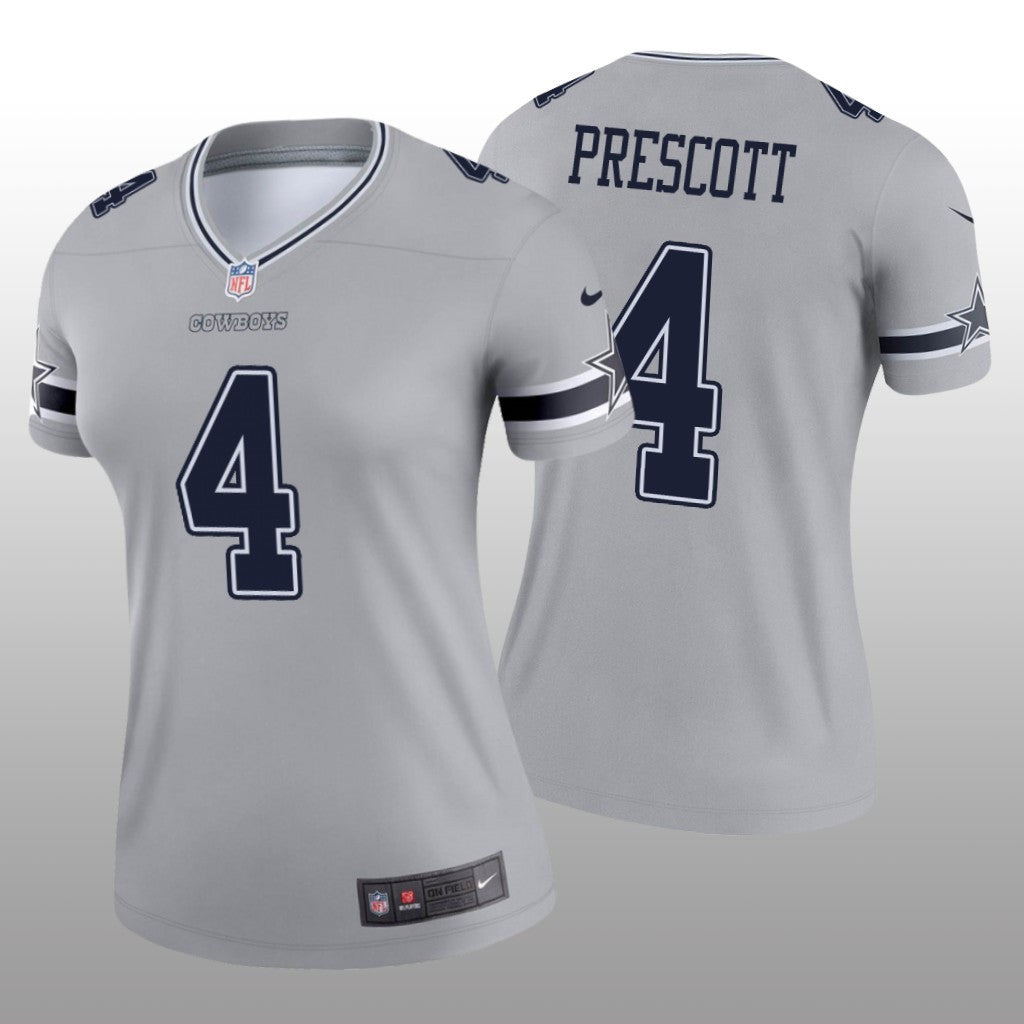 Dallas Cowboys Dak Prescott Silver Jersey Inverted Legend Women's