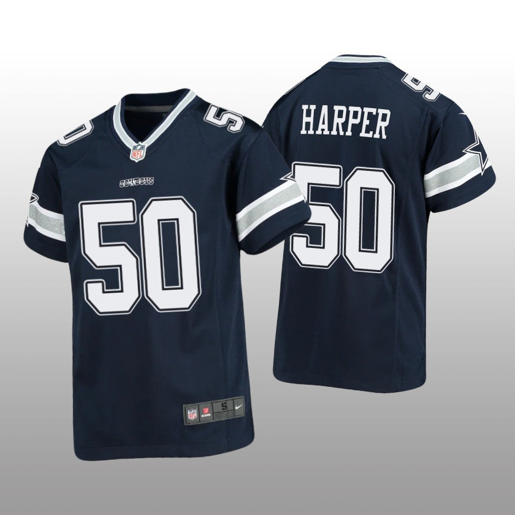 Dallas Cowboys Devin Harper Navy Jersey Game Youth