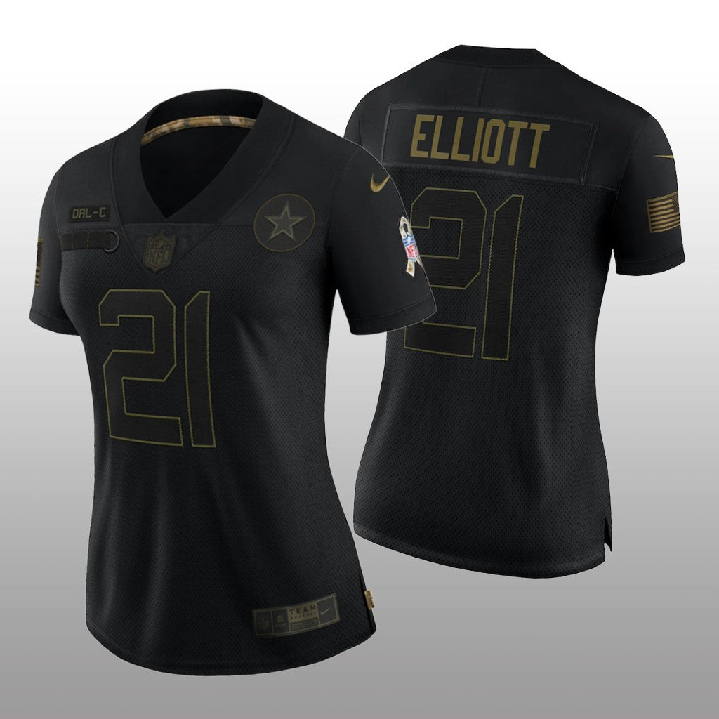Dallas Cowboys Ezekiel Elliott Black Limited Jersey Salute To Service Women's