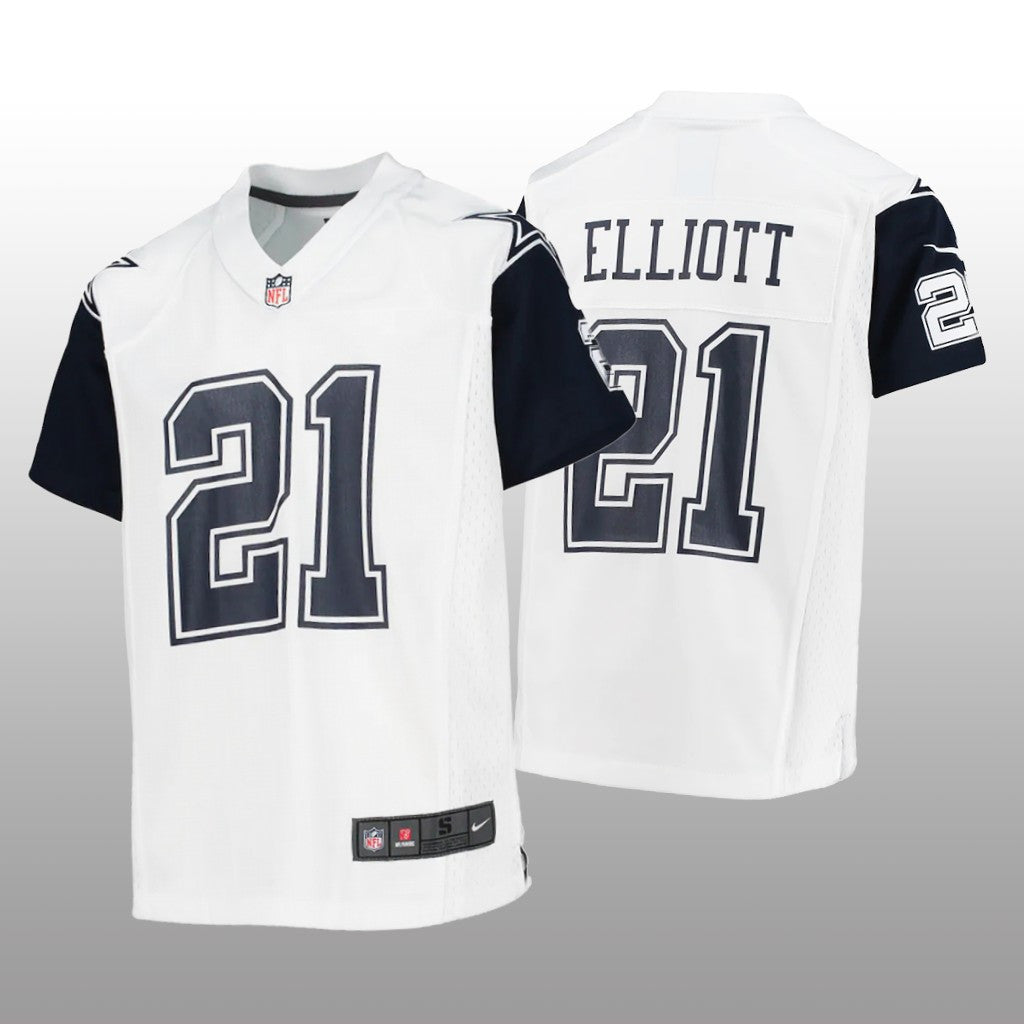 Dallas Cowboys Ezekiel Elliott White Jersey Alternate Game Youth