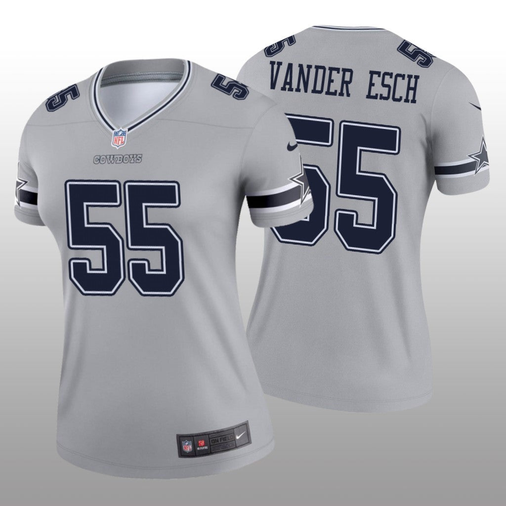 Dallas Cowboys Leighton Vander Esch Silver Jersey Inverted Legend Women's
