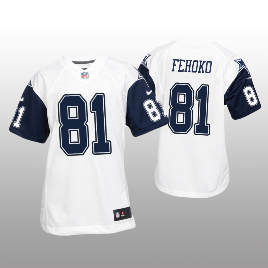 Dallas Cowboys Simi Fehoko White Jersey Color Rush Game Youth