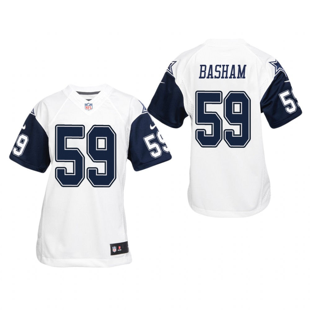 Dallas Cowboys Tarell Basham White Jersey Color Rush Game Youth