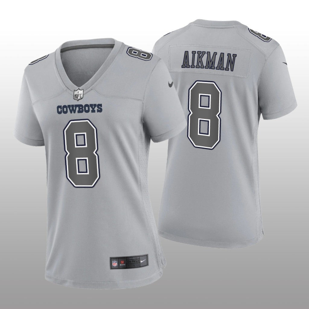 Dallas Cowboys Troy Aikman Gray Jersey Atmosphere Fashion Game Women's