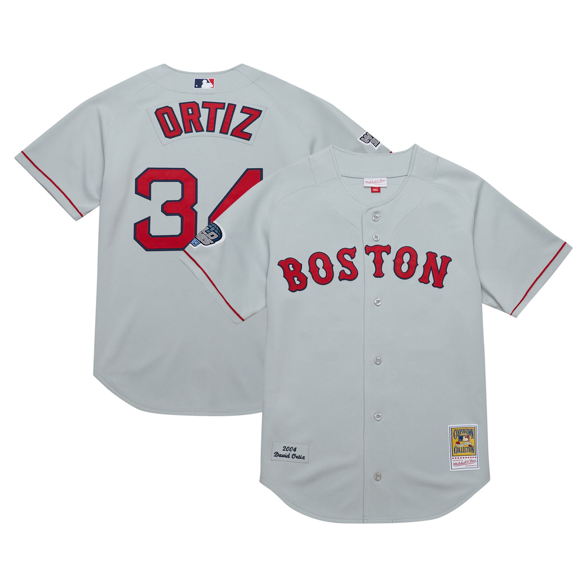 David Ortiz Boston Red Sox Mitchell Ness 2004 Cooperstown Collection Authentic Throwback Jersey Gray