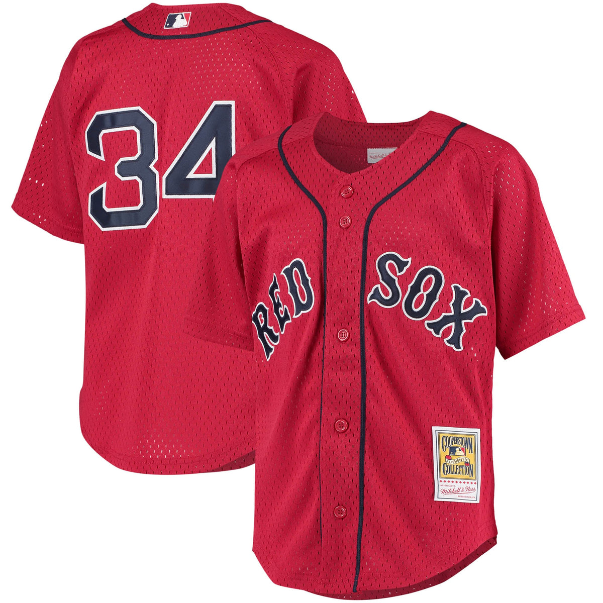 David Ortiz Boston Red Sox Mitchell Ness Youth Cooperstown Collection Batting Practice Jersey Red