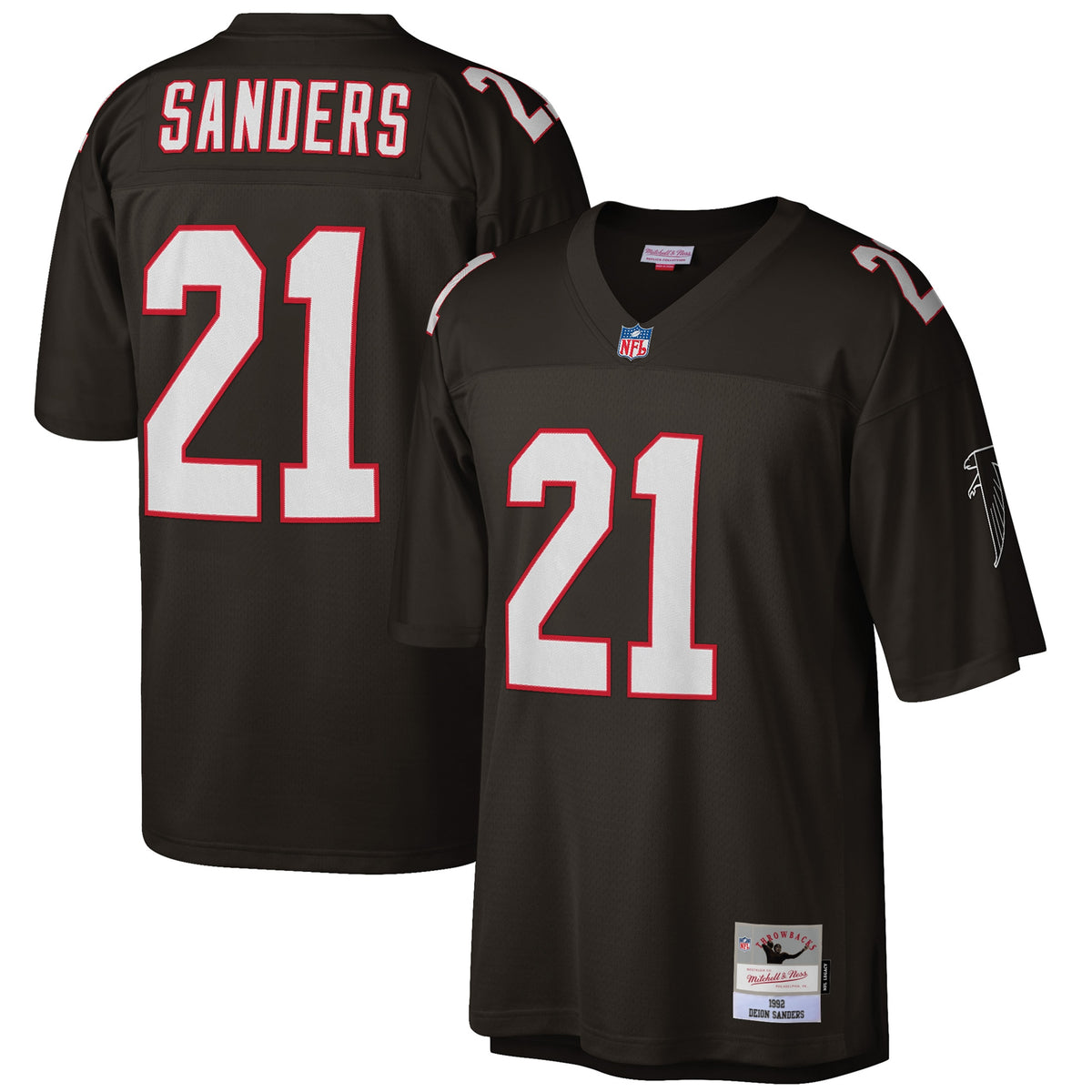 Deion Sanders Atlanta Falcons Mitchell Ness Big Tall 1992 Retired Player Replica Jersey Black