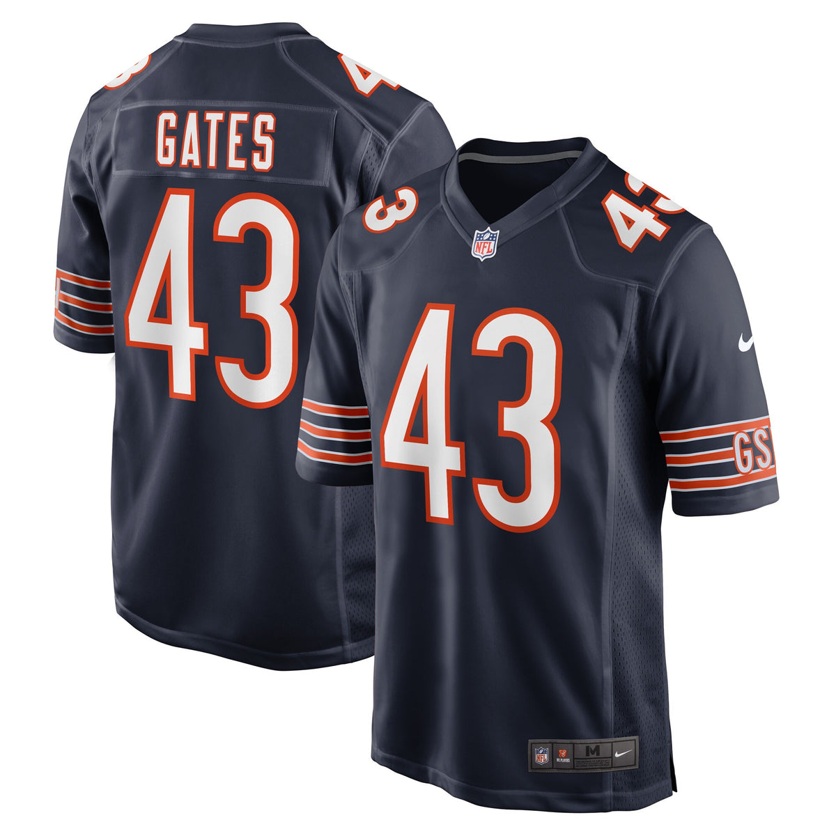 DeMarquis Gates Chicago Bears Nike Game Player Jersey Navy
