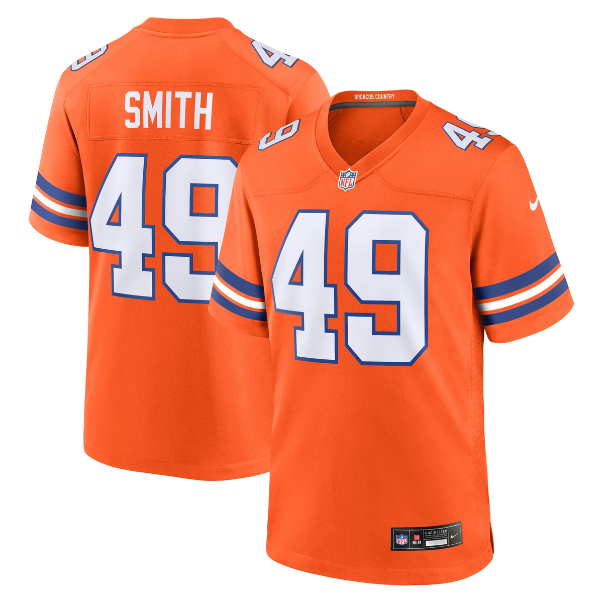 Dennis Smith Denver Broncos Nike Mile High Collection 1977 Throwback Retired Player Game Jersey Orange